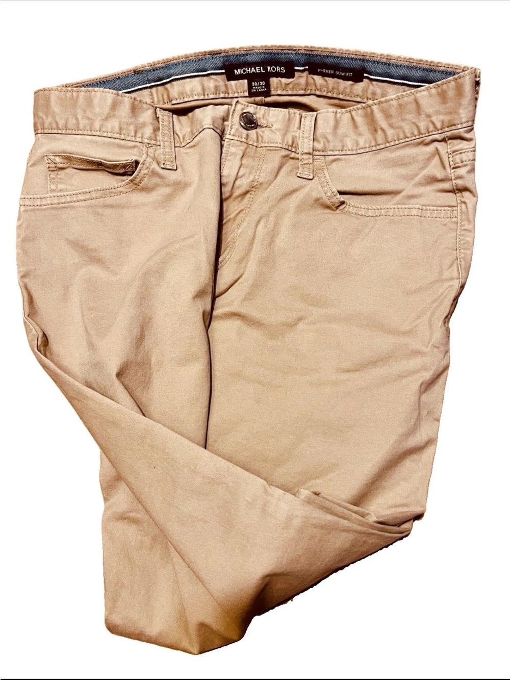 Michael Kors Parker Slim Fit Jeans Men’s 30x30 Denim Pants stone Wash Tan Color
